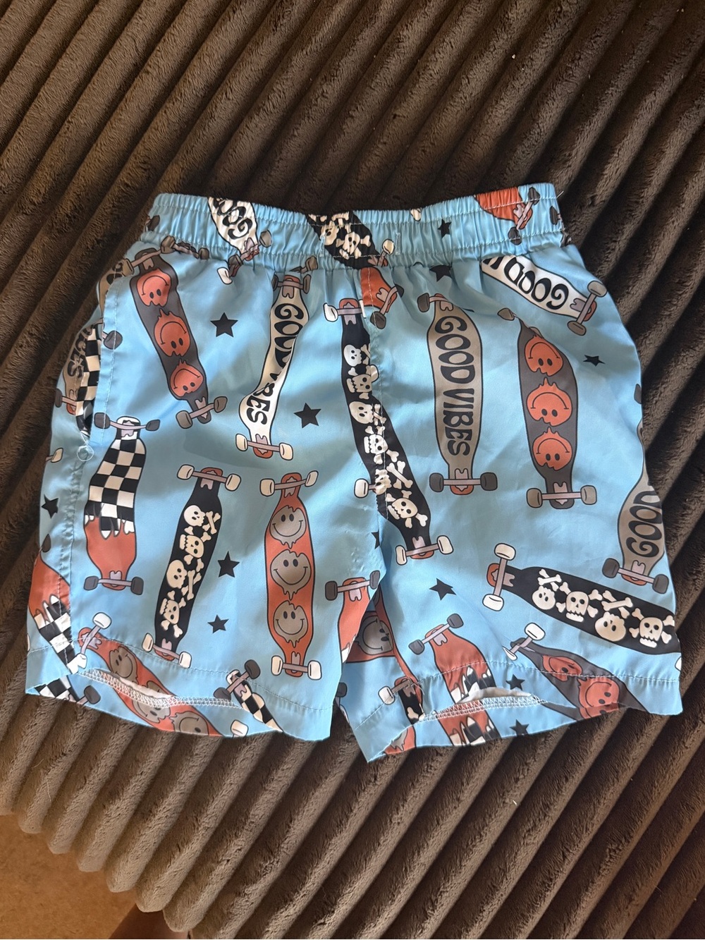 Lola and the Boys Light Blue Pirate Print Swim Shorts size 6